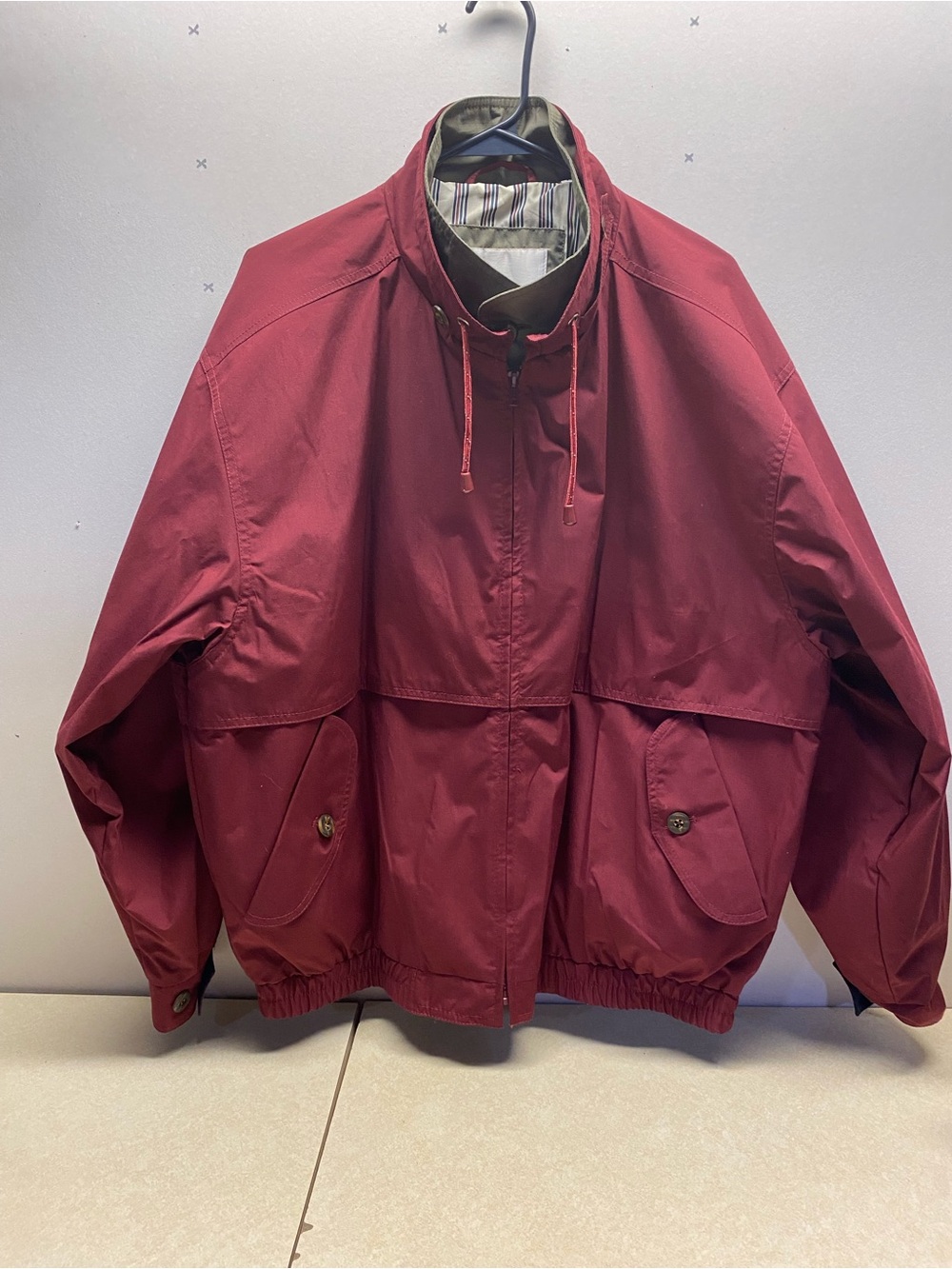 Vintage London Fog Men's Maroon Windbreaker Jacket Size Large Reg